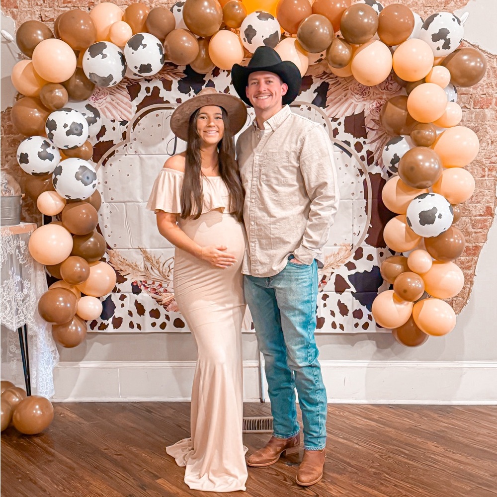 Off the shoulder maternity dress